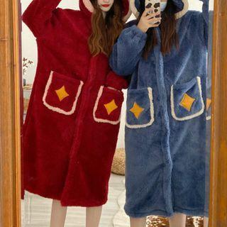 Hooded Midi Fleece Sleep Robe