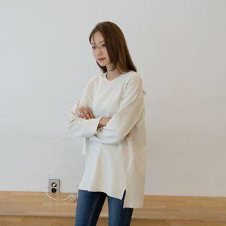Slit-side Napped Loose-fit T-shirt