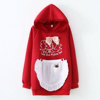 Printed Bow Accent Hoodie