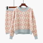 Set: Patterned Sweater + Skirt
