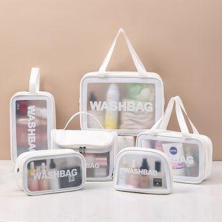 Set Of 3: Lettering Pvc Makeup Bag (various Designs)