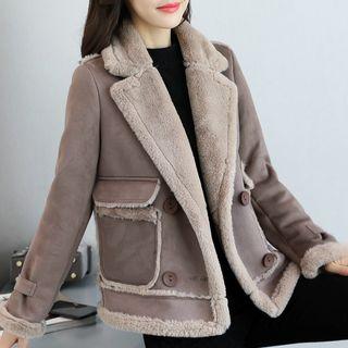Double Breasted Faux Suede Jacket
