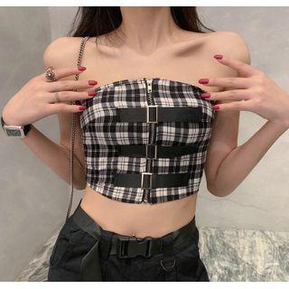 Strapless Plaid Crop Top
