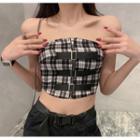 Strapless Plaid Crop Top