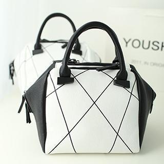 Two Tone Tote With Shoulder Strap