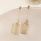 Rhinestone Alloy Spiral Dangle Earring 1 Pair - 925 Silver Needle - Gold - One Size