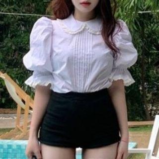 Short-sleeve Frill Trim Blouse / Shorts