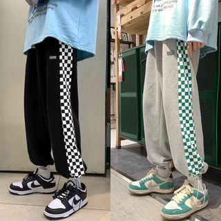 Checker Print Panel Sweatpants