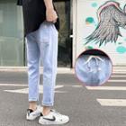 Drawstring Cropped Straight Leg Jeans