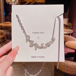 Lettering Pendant Stainless Steel Necklace X814 - Silver - One Size