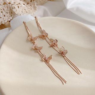 Rhinestone Butterfly Drop Earring As Shown In Figure - One Size