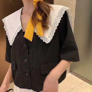 Short-sleeve Peter Pan Collar Blazer