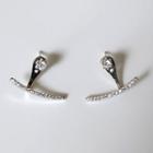 925 Sterling Silver Rhinestone Earring 1 Pair - Silver - One Size