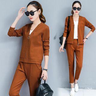Set: Plain Zip Jacket + Plain Slim Fit Pants