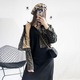 Plain Spaghetti Strap Dress Black - M