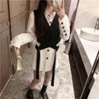 Single-breasted Shirtdress / Strap-detail Vest