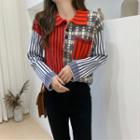 Long-sleeve Paneled Shirt As Shown In Figure - One Size