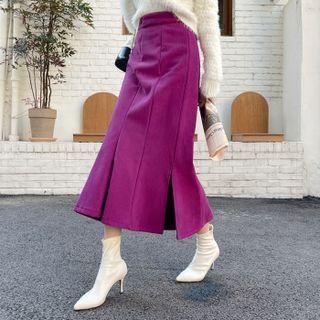 Slit-side Corduroy Long Mermaid Skirt