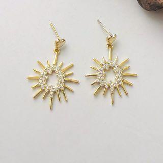 Rhinestone Sun Dangle Earring 1 Pair - As Shown In Figure - One Size