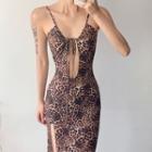 Spaghetti Strap Leopard Mini Bodycon Dress