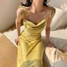 Tie-shoulder Strappy Midi A-line Dress