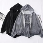 Set: Elastic Tube Top + Drawcord Shorts + Hooded Jacket