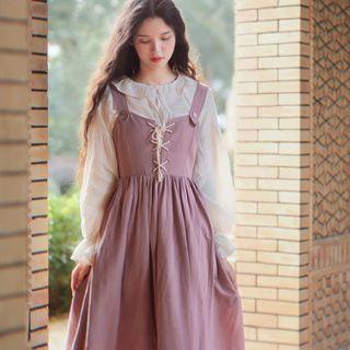 Lace Up Midi Jumper Dress