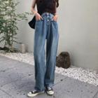 High-waist Straight Jeans With Single-breasted