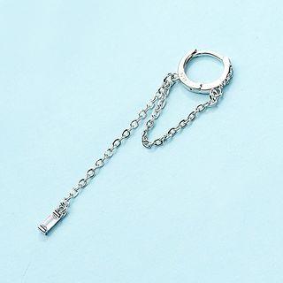Chain Hoop Earring 1 Piece - Hoop Earring - Chain & Tassel - Silver - One Size