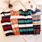 Contrast Color Striped Sleeveless Knit Top