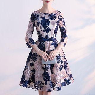 Floral 3/4-sleeve Dress