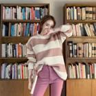 Round-neck Stripe Ribbed Sweater