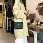 Plain V-neck Sweater Dress Yellow - One Size