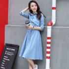 Tab-sleeve Denim A-line Dress