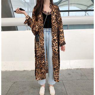 Leopard-print Long Shirt / Lace Camisole