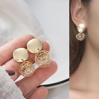 Alloy Disc & Wirework Dangle Earring E618 - 1 Pair - Earrings - One Size