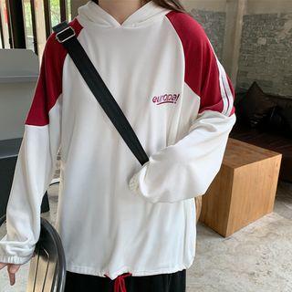 Striped Two-tone Lettering Hoodie