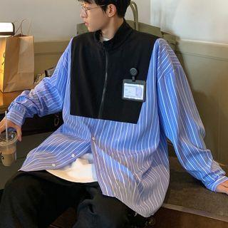 Color Block Zip Long-sleeve Top