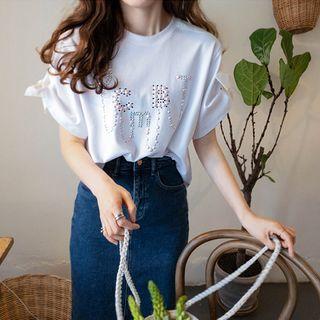 Beribboned Lettered T-shirt