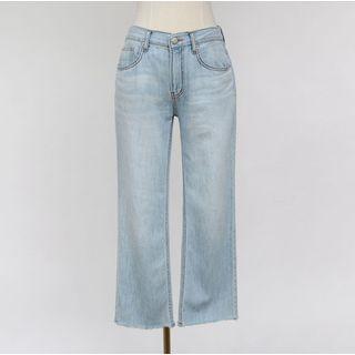 Cropped Stitched Wide-leg Jeans