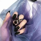 Embellished Bow Faux Nail Tip 287 - Glue - Black - One Size