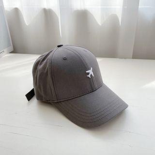 Airplane Embroidered Baseball Cap Gray - M (56-58cm)