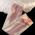 Mid Waist Patched Wide Leg Jeans
