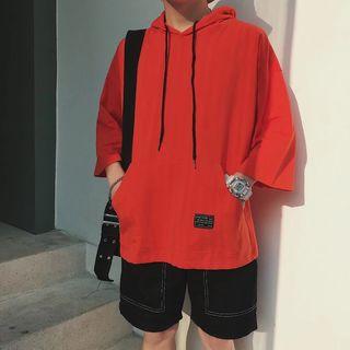 Elbow-sleeve Plain Sweatshirt
