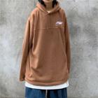Logo Embroidered Plain Hooded Pullover