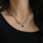 Pendant Stainless Steel Necklace Black & Silver - One Size