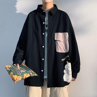 Contrast Pocket Cartoon Print T-shirt
