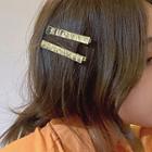 Lettering Alloy Hair Clip Set Of 2 - Gold - One Size
