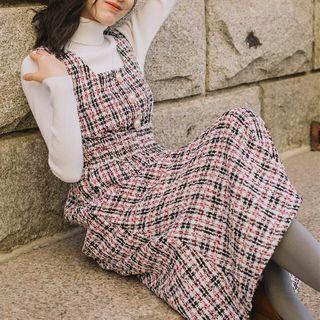 Set: Mock Neck Knit Top + Sleeveless Midi A-line Dress