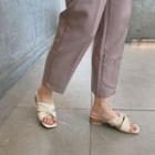 Cross-strap Square Toe Block Heel Slide Sandals